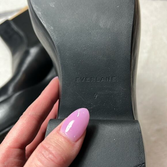 EVERLANE The Puffa Chelsea Boot Black Leather Pull On High Heel Platform 9 NEW - Picture 8 of 9